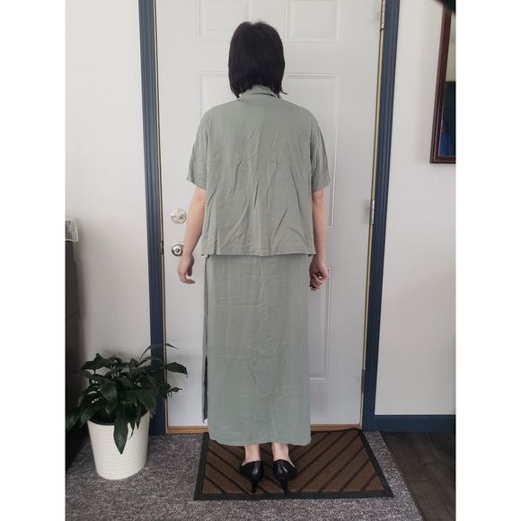 90s Sag Harbir Sage Green Maxi Dress with Shirt - Picture 2 of 6
